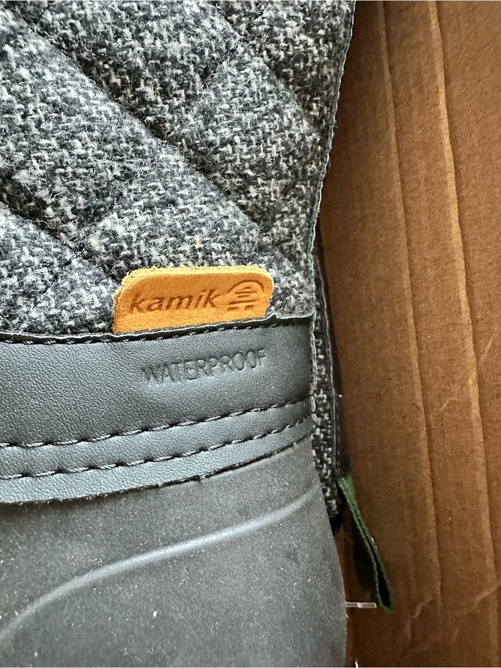 Kamik Quilted Waterproof Ankle Boots - Black and Tan